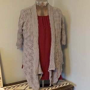 Crochet Open-Front Waterfall Cardigan Sweater 22/24 1X Plus